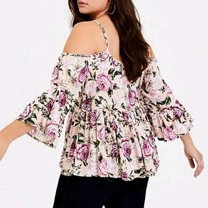 LIGHT PINK FLORAL WASH & WEAR COLD SHOULDER BABYDO
